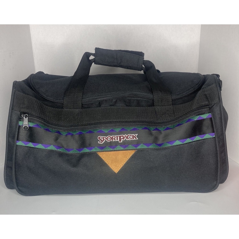 Vintage 90s Sportpack Gym Bag Travel Carry-On Duffel Bag Book School Black